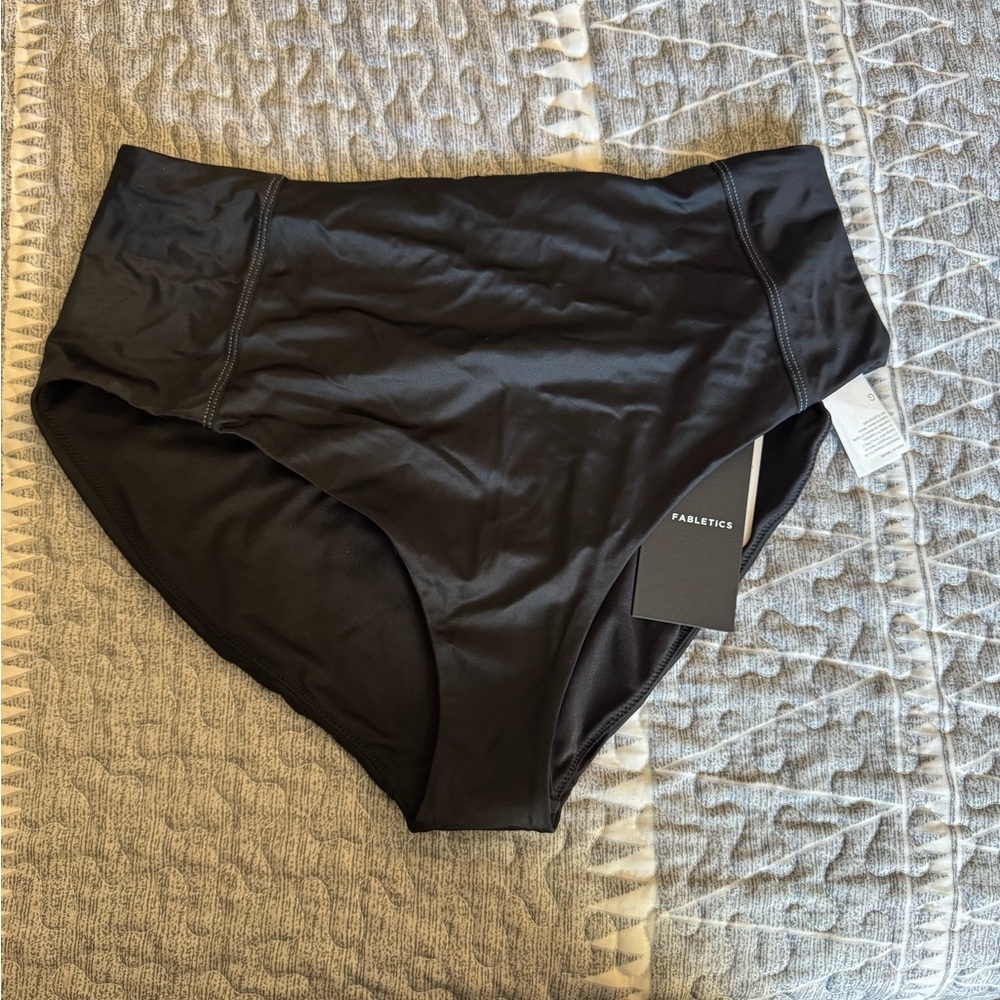 Fabletics Women's Black High-Waist Swim Bottoms